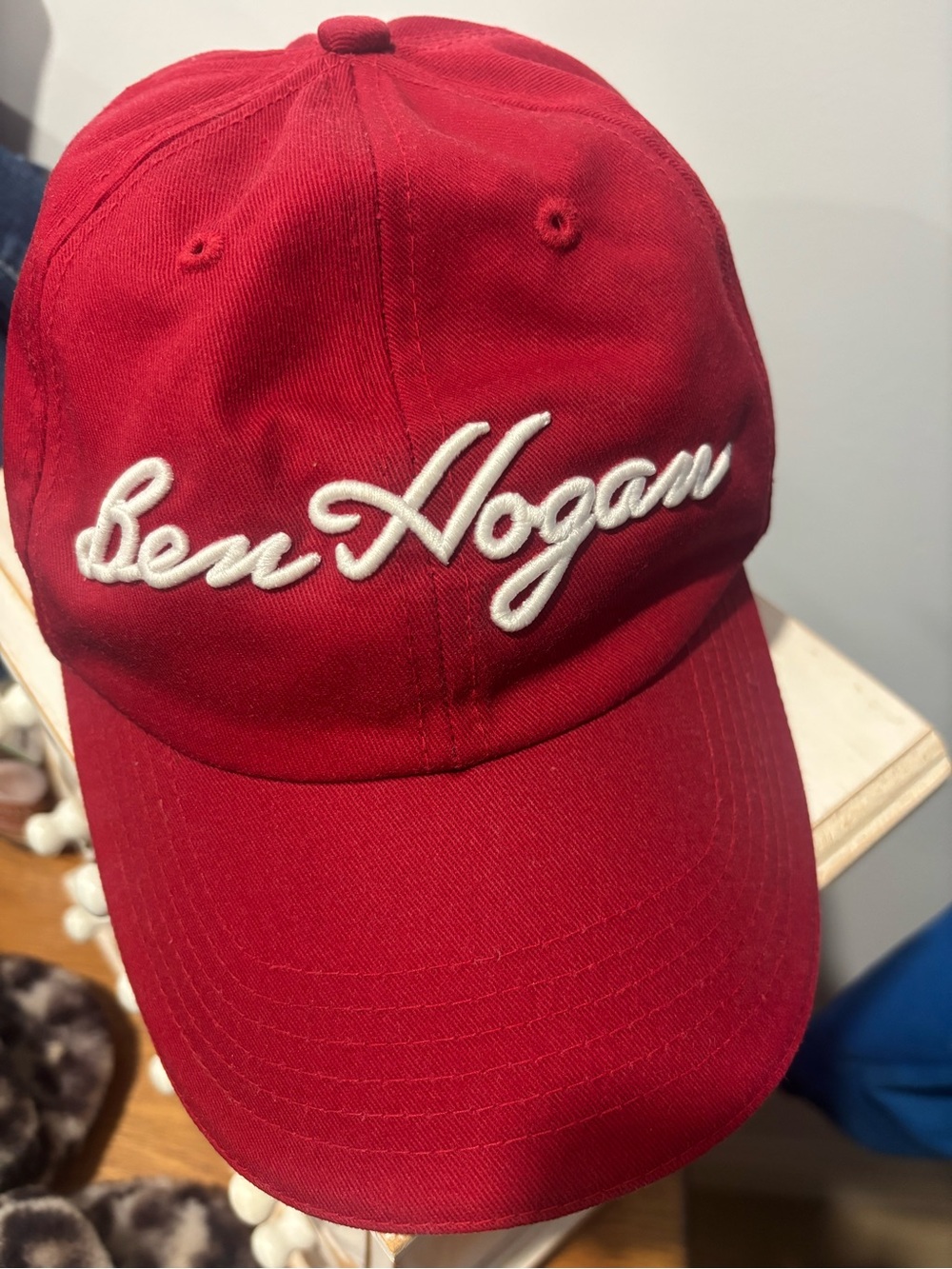 Ben Hogan Golf Hat Red White Embroidered Logo American Flag Adjustable Cap